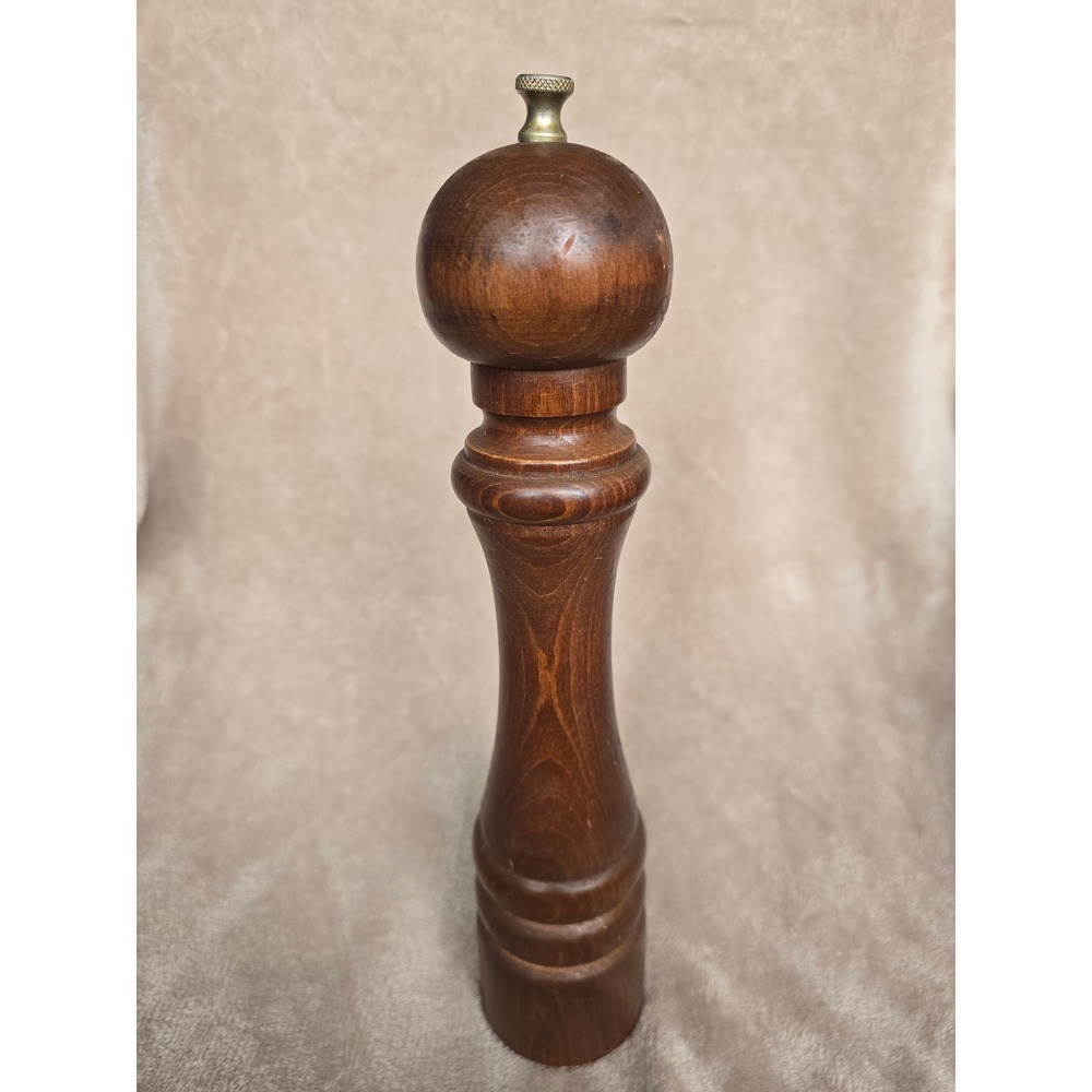 Vintage Peugeot Wood Pepper Mill Manual Grinder Dark Brown French Kitchenware